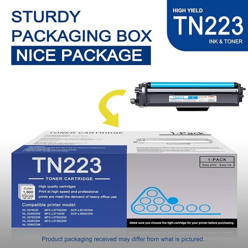 عبوة واحدة من خرطوشة الحبر السماوي TN223 عالية الإنتاجية متوافقة مع TN223 لطابعة Brother MFC-L3770CDW L3710CW L3750CDW HL-3210CW 3270CDW 3290CDW DCP-L3510CDW L3550CDW in Saudi Arabia