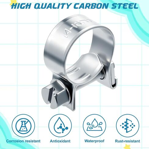20 Pack 3/8" Hose Clamp Adjustable 9/16"-5/8" (14-16 mm) Worm Gear Hose Clamp Small Fuel Injection Hoses Clamps Gas Line Tube Clamps for Automotive, Garden, Plumbing in Saudi Arabia