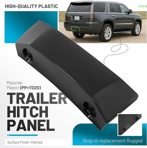 غطاء وصلة المقطورة الخلفية مع مقابض متوافق مع 2015-2020 كاديلاك إسكاليد/ESV لاستبدال 84410295 لوحة غطاء فتحة السحب البلاستيكية (PP+TD20) أسود in Kuwait