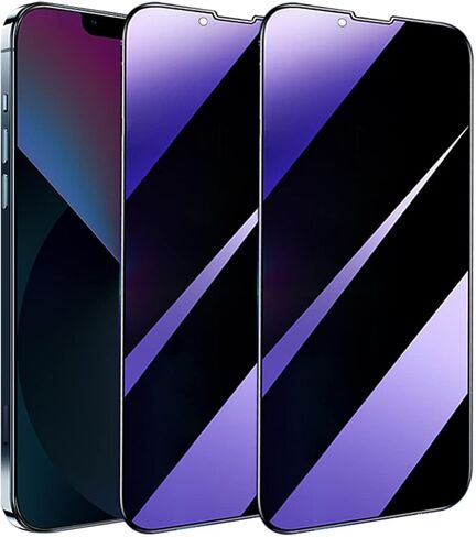 2-Pack Compatible with iPhone 12 Pro Max 6.7" Anti Blue Light Privacy Screen Protector, 9H Super Hardness Scratch Resistant, Shatter Proof Tempered Glass Film, Rounded Edge Full Coverage in Saudi Arabia