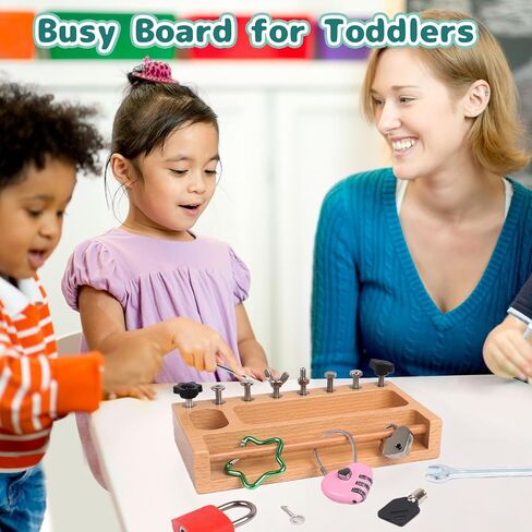 Montessori Screwdriver Board Set Lock and Key Toys Kids Tools Nuts and Bolts Montessori Toys for 3 4 5 Year Old Learning Practical Life Materials Fine Motor Skills Occupational Therapy Games in Saudi Arabia