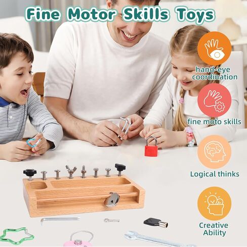 Montessori Screwdriver Board Set Lock and Key Toys Kids Tools Nuts and Bolts Montessori Toys for 3 4 5 Year Old Learning Practical Life Materials Fine Motor Skills Occupational Therapy Games in Saudi Arabia