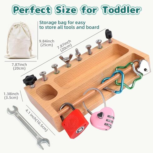 Montessori Screwdriver Board Set Lock and Key Toys Kids Tools Nuts and Bolts Montessori Toys for 3 4 5 Year Old Learning Practical Life Materials Fine Motor Skills Occupational Therapy Games in Saudi Arabia
