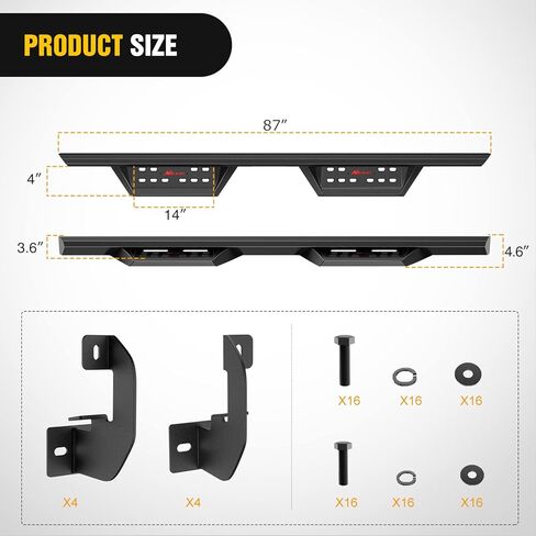 لوحات تشغيل Nilight لـ 2015-2024 Ford F150 2022-2024 F150 Lightning EV 2017-2024 F250 F350 F450 F550 SuperCrew Cab 3.6 بوصة خطوات جانبية منسدلة مطلية بمسحوق أسود، ضمان لمدة عامين in Saudi Arabia