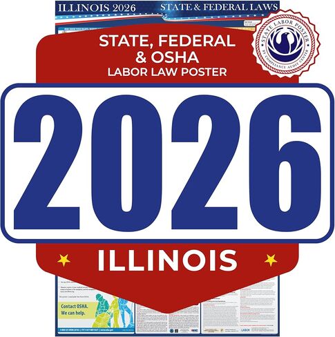 2024 Illinois State and Federal Labor Laws Poster - OSHA Workplace Compliant Includes FLSA FMLA and EEOC Updates - All in One Required Compliance Posting 24" x 36" - Laminated in Kuwait