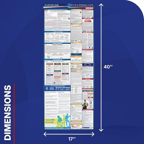 2024 Illinois State and Federal Labor Laws Poster - OSHA Workplace Compliant Includes FLSA FMLA and EEOC Updates - All in One Required Compliance Posting 24" x 36" - Laminated in Kuwait
