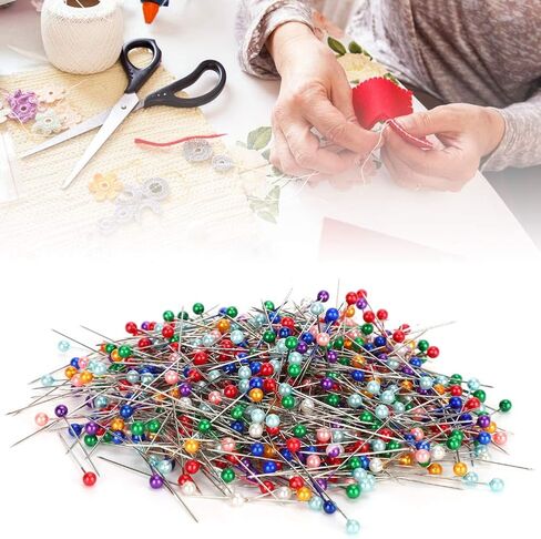 Zerodis Color Sewing Pearl Pin, Pearlized Ball Head Quilting Pins Multicolor Corsage Stick Pin for Household Sewing DIY Patch Work Handmade Quilting and Stationery in Saudi Arabia