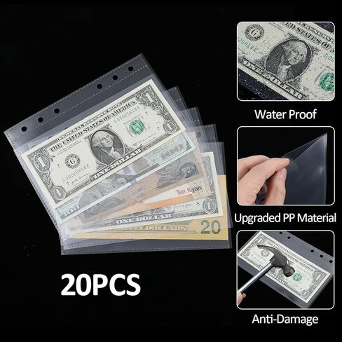 20 PCS A6 Budget Binder Envelopes, 4.2 X 6.5 in Waterproof Cash Budget Envelopes Binder for Cash Saving, Photos, Cards, Bills, Commemorative Coins in Saudi Arabia