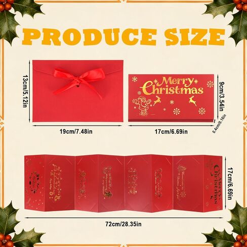 Christmas Money Holder with Ribbon Envelope, 6 Slots Reindeer Xmas Surprise Holiday Cash Gift Cards Booklet for Family Friends Women Men Christmas Party Gift in Saudi Arabia