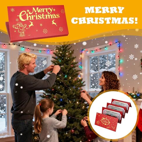 Christmas Money Holder with Ribbon Envelope, 6 Slots Reindeer Xmas Surprise Holiday Cash Gift Cards Booklet for Family Friends Women Men Christmas Party Gift in Saudi Arabia