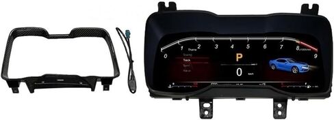 شاشة 12.3 بوصة قمرة القيادة LCD لوحة أجهزة قياس السرعة متوافقة مع مجموعة لوحة القيادة الرقمية للسيارة شيفروليه كامارو 2011-2015 (إطار من ألياف الكربون) in Kuwait