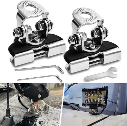 Led Light Bar Mounting Brackets 2Pcs Universal Adjustable Piller Hood Led Work Light Mount Bracket Clamp Holder Bar Pods 304 Stainless Steel for J-eep Truck SUV Off Road Installing Without Drilling in Saudi Arabia