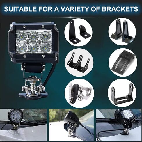 Led Light Bar Mounting Brackets 2Pcs Universal Adjustable Piller Hood Led Work Light Mount Bracket Clamp Holder Bar Pods 304 Stainless Steel for J-eep Truck SUV Off Road Installing Without Drilling in Saudi Arabia
