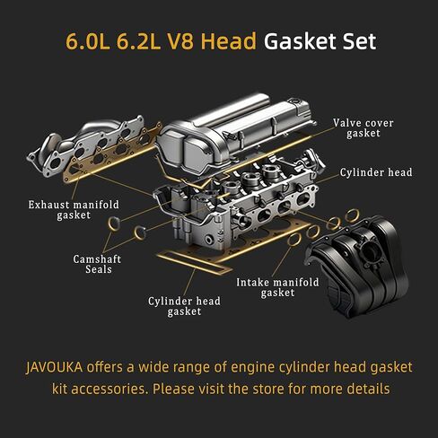 MLS Head Gasket Set with Bolts, for Chevy Express/Silverado/Suburban/Tahoe, for GMC Savana/Sierra/Yukon XL, for Cadillac Escalade, for Hummer H2, 07-11, 6.0/6.2L V8, OE#HS26192PT-5, ES72220, ES72390 in Kuwait