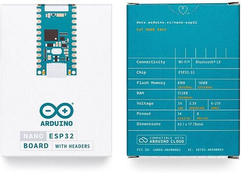 Arduino Nano ESP32 with headers [ABX00083] ESP32-S3, USB-C, Wi-Fi, Bluetooth, HID Support, MicroPython Compatible in Saudi Arabia