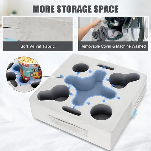 Couch Cup Holder-Sofa Cup Holder Pillow Tray Caddy Cupholder Hearted for Bed, Rv, Tv, Car, Man Cave, Backseat for Remote, Drinks, Snacks (Square-Silver Grey) in Kuwait