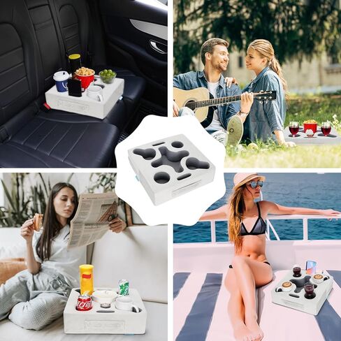 Couch Cup Holder-Sofa Cup Holder Pillow Tray Caddy Cupholder Hearted for Bed, Rv, Tv, Car, Man Cave, Backseat for Remote, Drinks, Snacks (Square-Silver Grey) in Kuwait