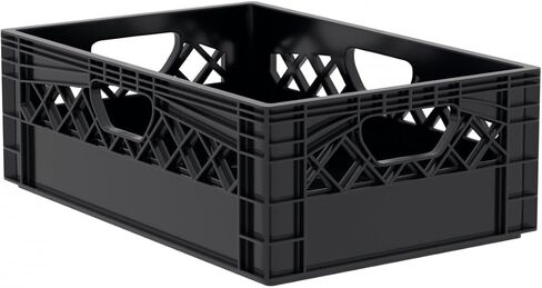 Farmplast Plastic Half Size Milk Crate, 24 Quart Storage Container, Black, Industrial Grade Stackable Utility Box in Saudi Arabia