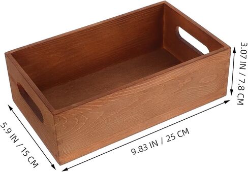 jojofuny Solid Wood Storage Box Small Desktop Organizer Box with Side Handles Multi-Use Wooden Crate Basket for Home Office Sundries Storage in Saudi Arabia