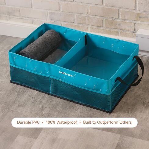 Collapsible Car Trunk Organizer with Waterproof PVC Liner,Heavy Duty Cargo Storage with Handles & Mesh Pockets for Groceries, Camping, Travel, Sports | PLUS (31.5"x15.7"x9") 74L Grey in Saudi Arabia