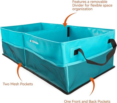 Collapsible Car Trunk Organizer with Waterproof PVC Liner,Heavy Duty Cargo Storage with Handles & Mesh Pockets for Groceries, Camping, Travel, Sports | PLUS (31.5"x15.7"x9") 74L Grey in Saudi Arabia