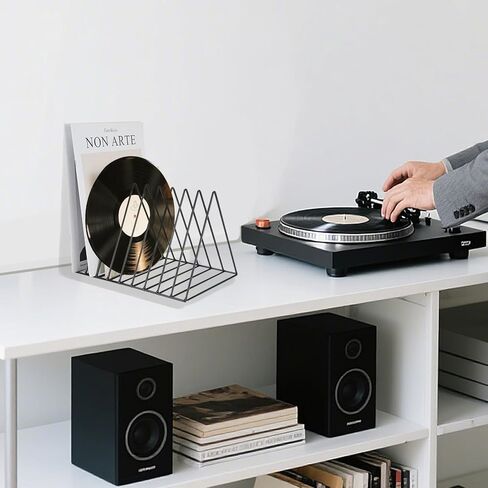 4 Pack Triangle Magazine Holder File Record Organizer 9 Slot Vinyl Display Storage Racks Metal Book Album Newspaper Sorter Desktop Bookshelf Art Decor for Home Office (Black) in Saudi Arabia