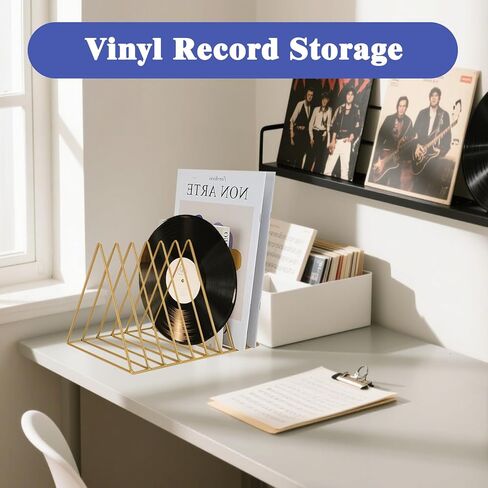 4 Pack Triangle Magazine Holder File Record Organizer 9 Slot Vinyl Display Storage Racks Metal Book Album Newspaper Sorter Desktop Bookshelf Art Decor for Home Office (Black) in Saudi Arabia