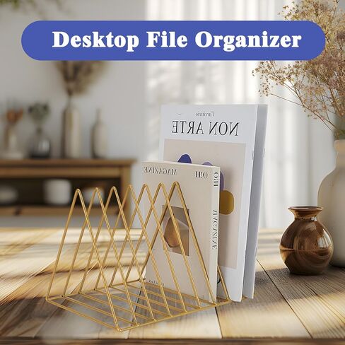 4 Pack Triangle Magazine Holder File Record Organizer 9 Slot Vinyl Display Storage Racks Metal Book Album Newspaper Sorter Desktop Bookshelf Art Decor for Home Office (Black) in Saudi Arabia