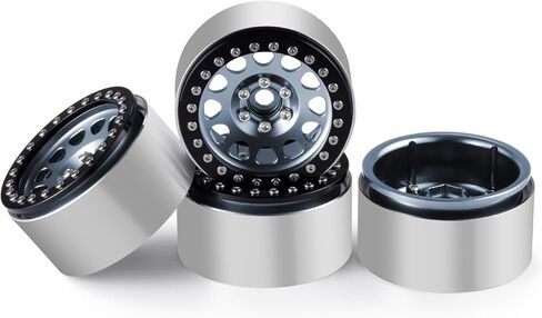 RCLIONS 4PCS Aluminum 2.2" RC Beadlock Wheels Rims 35mm for 1/10th RC Crawler Car Wraith RR10 TRX4 (# A) in Saudi Arabia