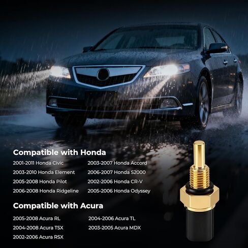 Engine Coolant Temperature Sensor for Honda 2001-2011 Civic, 2003-2007 Accord, 2002-2006 CR-V, 2005-2006 Odyssey, 2005-2008 Pilot, 2003-2010 Element, 2006-2008 Ridgeline, 37870-PNA-003, 37870-PLC-004 in Kuwait