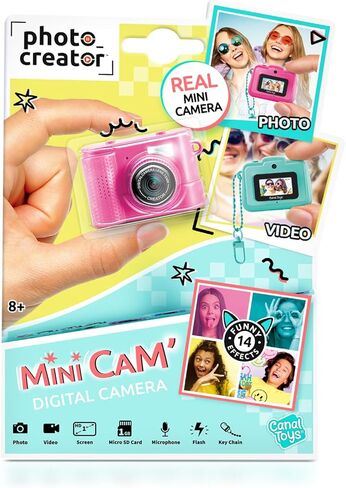 كاميرا رقمية مدمجة لصانع الصور Mini'Cam - وردي؛ قم بالتخصيص باستخدام 6 إطارات و8 مرشحات ألوان مدمجة؛ مدمج؛ تتضمن بطاقة Micro-SD سعة 1 جيجابايت in Kuwait
