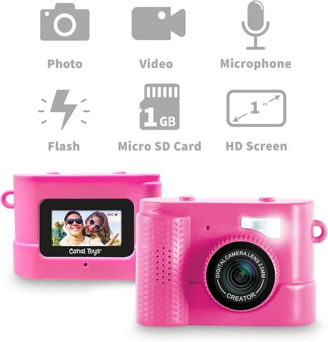 كاميرا رقمية مدمجة لصانع الصور Mini'Cam - وردي؛ قم بالتخصيص باستخدام 6 إطارات و8 مرشحات ألوان مدمجة؛ مدمج؛ تتضمن بطاقة Micro-SD سعة 1 جيجابايت in Kuwait