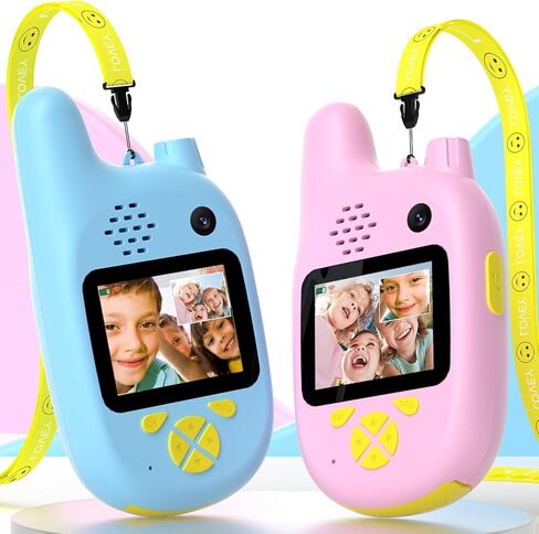 Dual Cameras Video Walkie Talkies for Kids, Kids Walkie Talkies 2 Pack for Age 3-12 Year Old Boys Girls with Front&Rear Cameras,Screen and Rechargeable Battery, Gift for Child in Kuwait