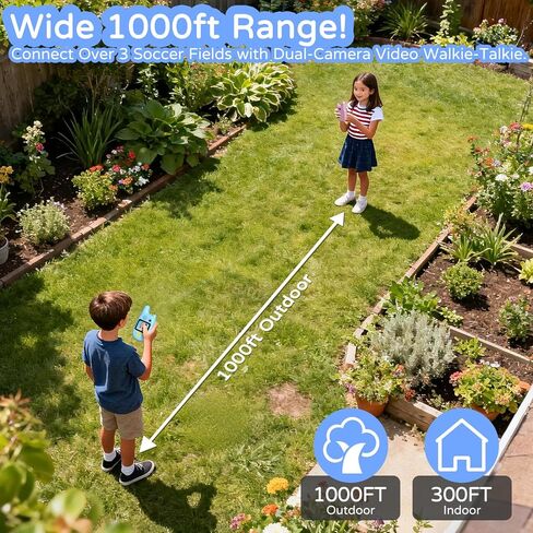 Dual Cameras Video Walkie Talkies for Kids, Kids Walkie Talkies 2 Pack for Age 3-12 Year Old Boys Girls with Front&Rear Cameras,Screen and Rechargeable Battery, Gift for Child in Kuwait