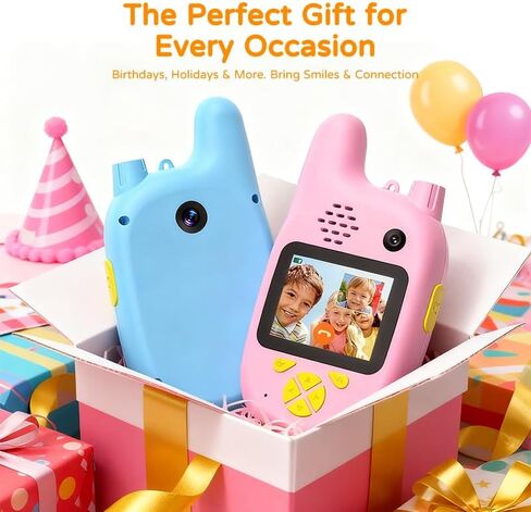 Dual Cameras Video Walkie Talkies for Kids, Kids Walkie Talkies 2 Pack for Age 3-12 Year Old Boys Girls with Front&Rear Cameras,Screen and Rechargeable Battery, Gift for Child in Kuwait