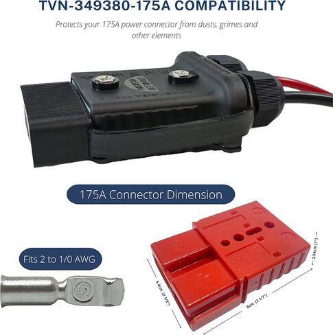 Trailer Vision SB 175 Anderson Connector Cover Assembly - 175 Amp Anderson Plugs Protective Mount with LED 2-Pole Quick Connect 2-1/0 AWG - RV, Caravans, Trucks, Trailers, Battery Boxes 175A Black in Saudi Arabia