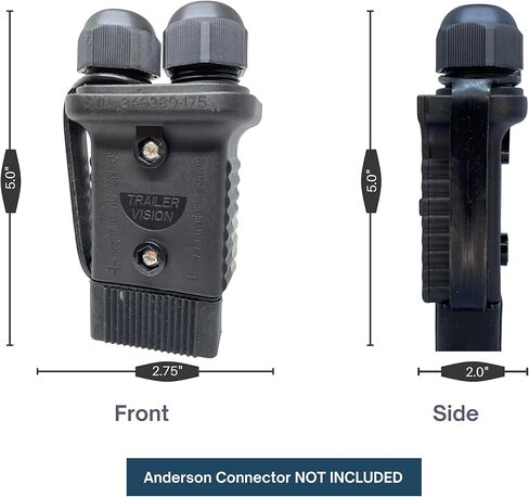 Trailer Vision SB 175 Anderson Connector Cover Assembly - 175 Amp Anderson Plugs Protective Mount with LED 2-Pole Quick Connect 2-1/0 AWG - RV, Caravans, Trucks, Trailers, Battery Boxes 175A Black in Saudi Arabia
