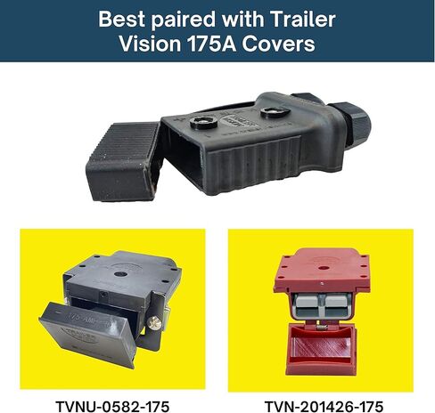 Trailer Vision SB 175 Anderson Connector Cover Assembly - 175 Amp Anderson Plugs Protective Mount with LED 2-Pole Quick Connect 2-1/0 AWG - RV, Caravans, Trucks, Trailers, Battery Boxes 175A Black in Saudi Arabia