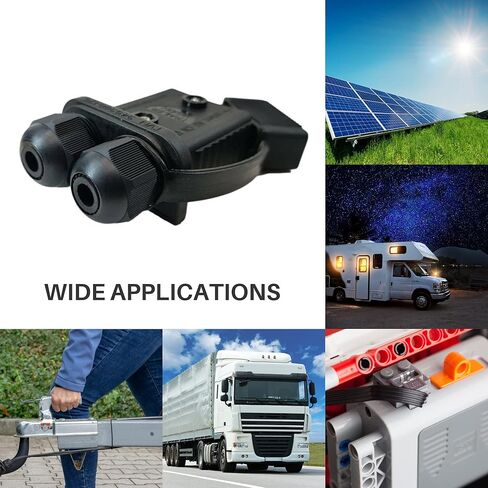 Trailer Vision SB 175 Anderson Connector Cover Assembly - 175 Amp Anderson Plugs Protective Mount with LED 2-Pole Quick Connect 2-1/0 AWG - RV, Caravans, Trucks, Trailers, Battery Boxes 175A Black in Saudi Arabia