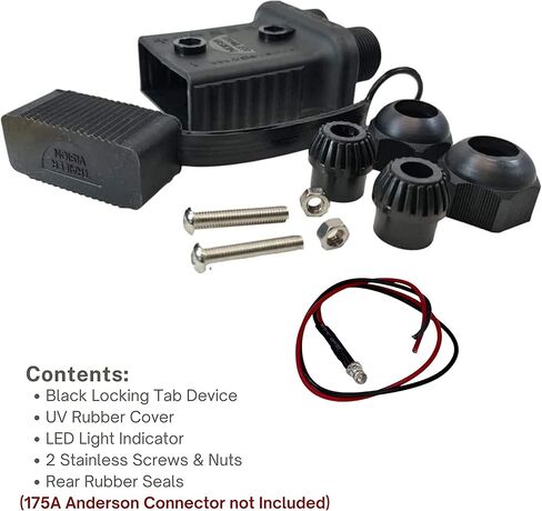 Trailer Vision SB 175 Anderson Connector Cover Assembly - 175 Amp Anderson Plugs Protective Mount with LED 2-Pole Quick Connect 2-1/0 AWG - RV, Caravans, Trucks, Trailers, Battery Boxes 175A Black in Saudi Arabia