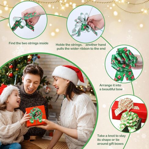 32 Pcs Christmas Pull Bows for Gift Wrapping, Style 6 Inch Large Organza Ribbon Bows for Presents, Xmas Gift Bows for Baskets Wine Bottles Valentine Wedding Party Holiday Decorations (Multicolor) in Saudi Arabia