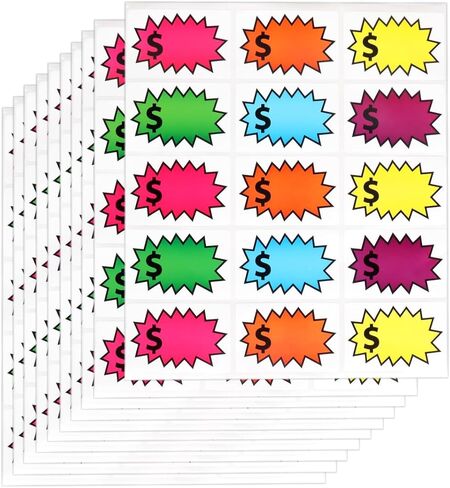 150 Pcs Garage Sale Stickers, 2 x 3 Inch Self-Adhesive Yard Sale Price Tag Stickers, Colorful Price Labels for Retail, Flea Market or Annual Community Sales in Saudi Arabia