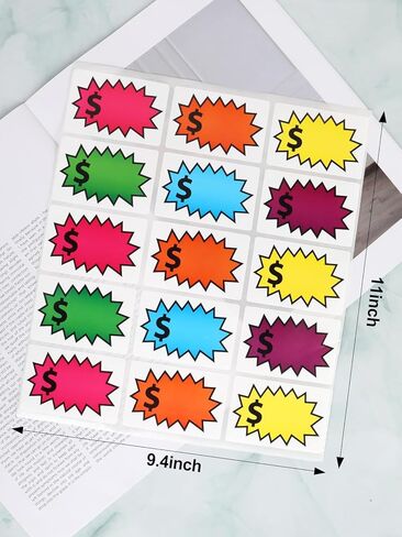 150 Pcs Garage Sale Stickers, 2 x 3 Inch Self-Adhesive Yard Sale Price Tag Stickers, Colorful Price Labels for Retail, Flea Market or Annual Community Sales in Saudi Arabia