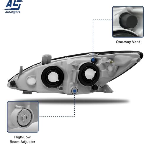 Headlight Assembly Compatible with 2000-2001 TOYOTA CAMRY Headlamp Chrome Housing Amber Reflector Clear Lens Driver and Passenger Side in Kuwait