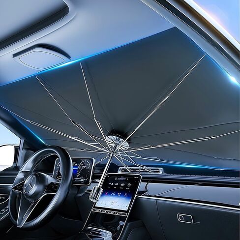 Windshield Sun Shade Umbrella, Foldable Reflector Car Window Cover for Front Window Heat Insulation Keep Cool and Protection Interior for Auto Sedan, SUV Windshield(55" x31") in Saudi Arabia