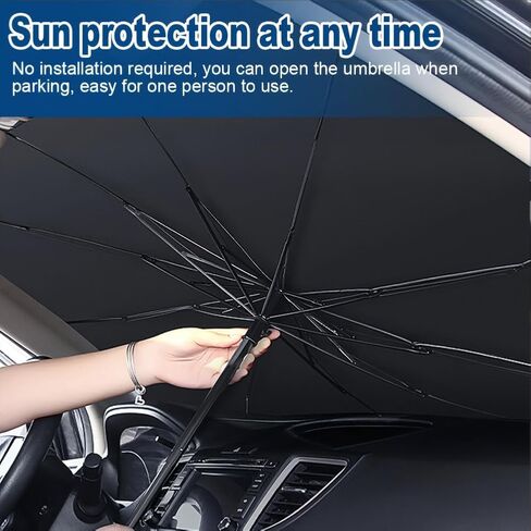 Windshield Sun Shade Umbrella, Foldable Reflector Car Window Cover for Front Window Heat Insulation Keep Cool and Protection Interior for Auto Sedan, SUV Windshield(55" x31") in Saudi Arabia