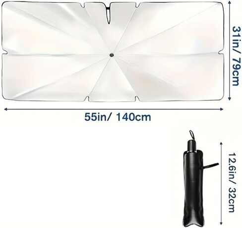 Windshield Sun Shade Umbrella, Foldable Reflector Car Window Cover for Front Window Heat Insulation Keep Cool and Protection Interior for Auto Sedan, SUV Windshield(55" x31") in Saudi Arabia