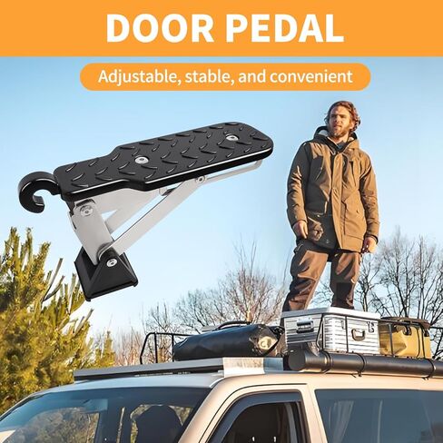 Car Door Step, 7 Angles ExtraLong Door Step for Car Roof Access, Both Feet Stand Roof Rack Door Latch Step, Universal Fit Car Door Step Up Hook for Most Car, SUV, Truck (Black) in Kuwait