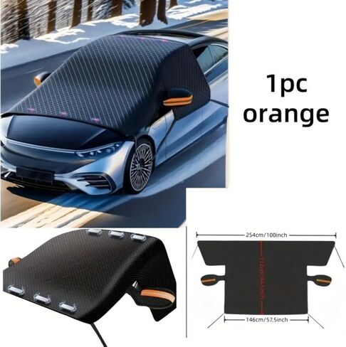1PC Car Windshield Snow Cover Heavy Duty Oxford Cloth with Reflective Edging Easy Install Universal Shield for Ice Frost, Green in Saudi Arabia