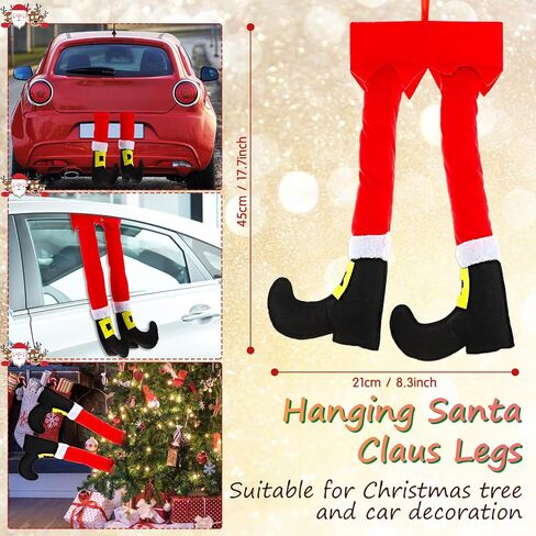 Frienda 2 Pcs Car Reindeer Antler Kit Christmas Decorations with LED Lights Hanging Santa Claus Legs and Deer Nose Star Candy Canes Auto Accessories for Christmas Car Decorations (Cute Style) in Saudi Arabia